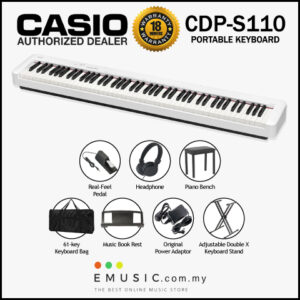 Casio CDP-S110 88 Key Digital Piano Musician Package With Headphone, Bench, Stand, Bag - White (CDPS110 / CDP S110)