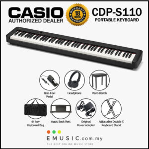 Casio CDP-S110 88 Key Digital Piano Musician Package with Headphone, Bench, Stand, Bag - Black (CDPS110 / CDP S110)