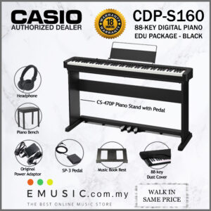 Casio CDP-S160 88 Key Digital Piano Education Package - Black (CDPS160 / CDP S160)
