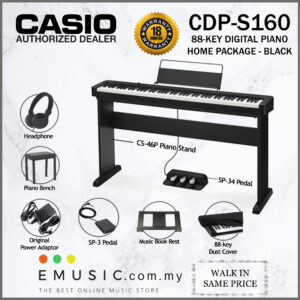 Casio CDP-S160 88 Key Digital Piano Home Package - Black (CDPS160 / CDP S160)
