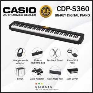 Casio CDP-S360 88 Key Digital Piano Musician Package (CDPS360 / CDP S360)