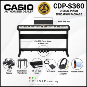 Casio CDP-S360 88 Key Digital Piano Education Package (CDPS360 / CDP S360)