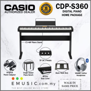 Casio CDP-S360 88 Key Digital Piano Home Package With Headphone, Bench, Stand, Dust Cover (CDPS360 / CDP S360)