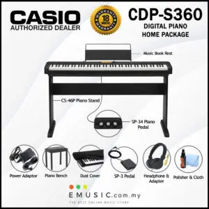 Casio CDP-S360 88 Key Digital Piano Home Package (CDPS360 / CDP S360)