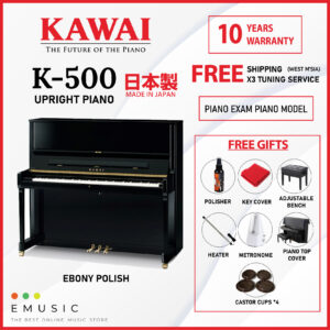 Kawai K500 (Made in Japan) Professional Brand New Acoustic Upright Piano - Ebony Polish (K-500 / K 500)