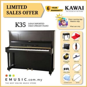 LIMITED OFFER KAWAI K35 - Used Acoustic Upright Piano Japan Imported Local Refurbish Recon Piano (K35)