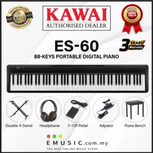 Kawai ES60 88-key Digital Piano Keyboard with Package (ES-60 / ES 60)