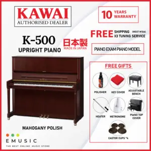 Kawai K500 (Made in Japan) Professional Brand New Acoustic Upright Piano - Mahogany Polish (K-500 / K 500)