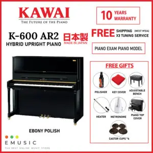 Kawai K600 AR2 (Made in Japan) Acoustic AURES 2 Hybrid Silent Upright Piano (K-600 AR2 / K 600 AR2)