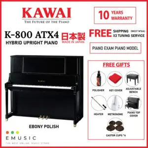 Kawai K800 ATX4 (Made in Japan) Acoustic Hybrid Silent Upright Piano (K-800 ATX4 / K 800 ATX4)