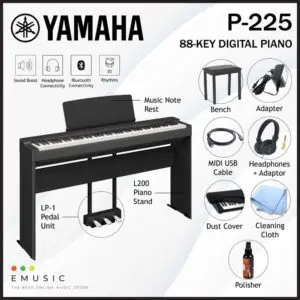 Yamaha P-225 88-key Digital Piano Practice Package (P 225 / P225)